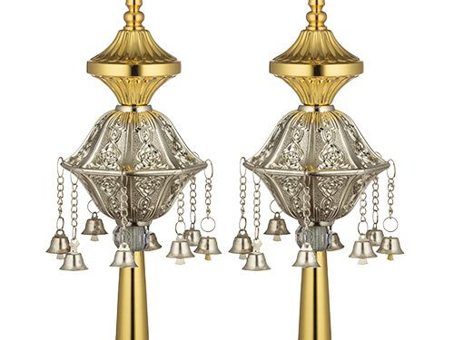 זוג רימונים זהב וכסף לספר תורה 32 ס"מ | Pair of Rimonim for Thorah 32 cm - Gold, Silver