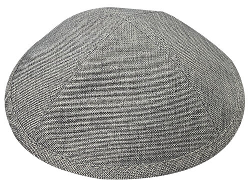 כיפה אפור כהה משי פשתן מהודרת מידה 4 גודל 19 ס | Linen Elegant Kippah Dark Gray Size 4 19cm