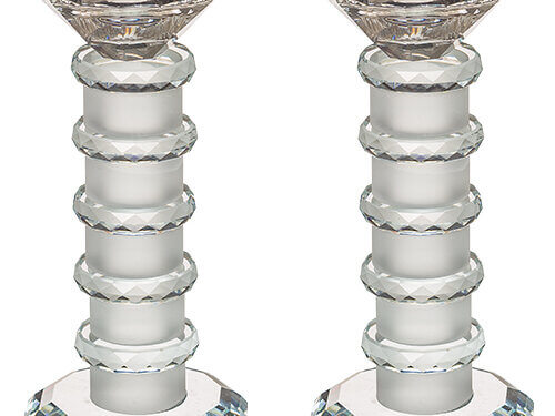 זוג פמוטי קריסטל מהודרים 15.5 ס"מ | Pair of Crystal Elegant Candlesticks 15.5 cm