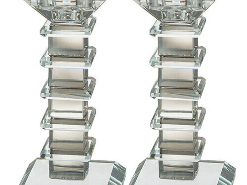 זוג פמוטי קריסטל מהודרים 16 ס"מ | Pair of Crystal Elegant Candlesticks 16 cm