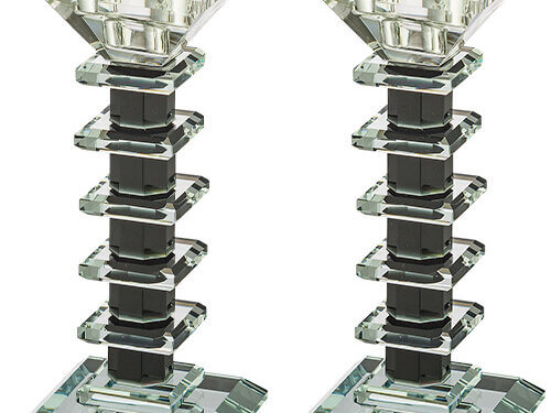 זוג פמוטי קריסטל מהודרים 16.5 ס"מ | Pair of Crystal Candlesticks 16.5 cm