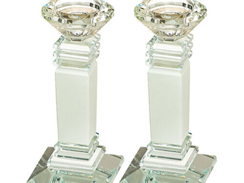 זוג פמוטי קריסטל מהודרים 16 ס"מ | Pair of Crystal Elegant Candlesticks 16 cm
