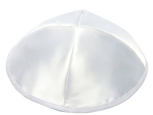 כיפה סטן לבן 18 ס"מ | White Satin Kippah 18 cm