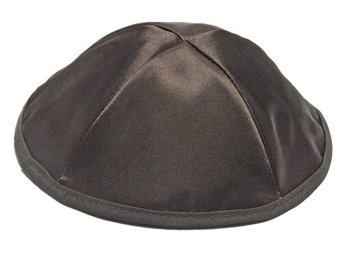 כיפה סטן שחור 19 ס"מ | Black Satin Kippah 19 cm