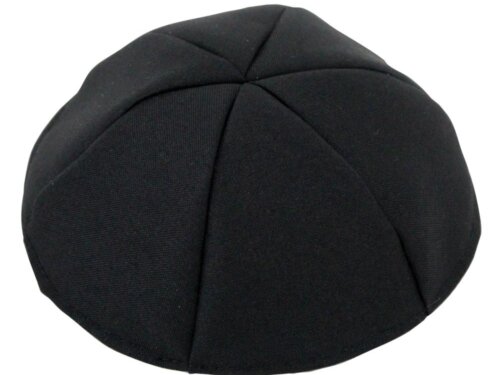 כיפה טרילין שחור 21 ס"מ מס 6 - 6 חלקים | Black Terylene Kippah 23cm- #6, Six Parts