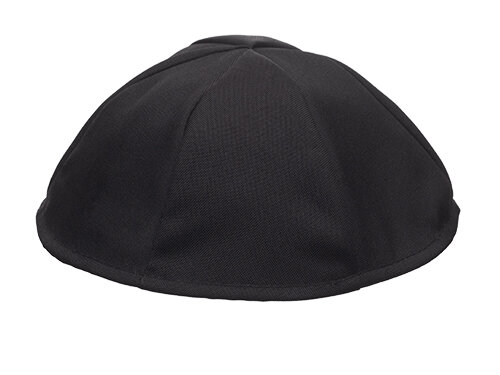 כיפה טרילין שחור 23 ס"מ מס 8 - 6 חלקים | Black Terylene Kippah 25cm- #8, Six Parts