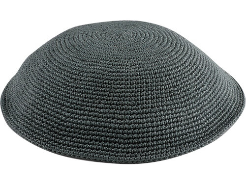 כיפה ד.מ.צ. אפור 18 ס"מ | Knitted D.m.c Kippah 18cm - Dark Gray