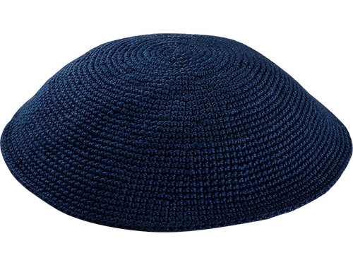 כיפה ד.מ.צ. כחול כהה 18 ס"מ | Knitted D.m.c Kippah 18cm - Navy - Dark Blue