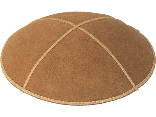 כיפה עור ארטמן חום בהיר 15 ס"מ | Leather Kippah 15 cm- Light Brown