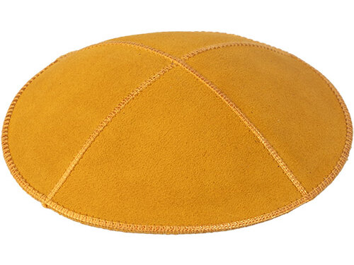 כיפה עור ארטמן חרדל 15 ס"מ | Leather Kippah 15 cm- Mustard Yellow
