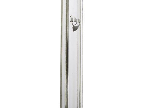 מזוזה פלסטיק שקופה 15 ס"מ "ש" כסף עם פקק גומי | Clear Plastic Mezuzah with Rubber Cork 15 cm- with Silver Shin (28952)