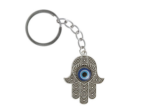 מחזיק מפתחות חמסה ניקל - 4 ס"מ | Nickel Hamsa Keyholder 4 cm