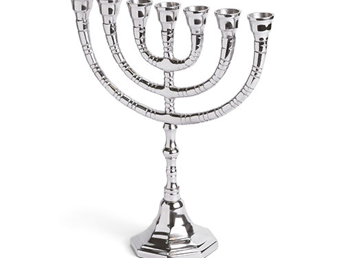 מנורה גימור ניקל 24 ס"מ | Menora Nickel Finish 24 cm