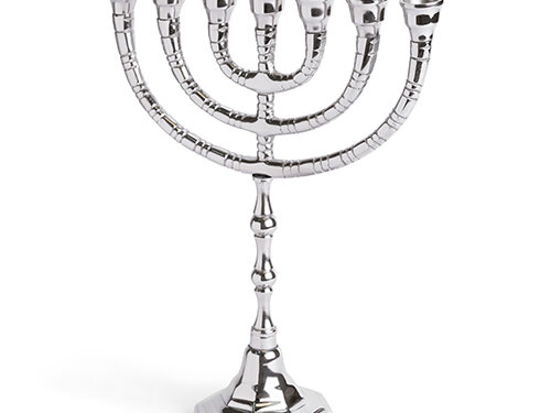 מנורה גימור ניקל 28 ס"מ | Menora Nickel Finish 28 cm
