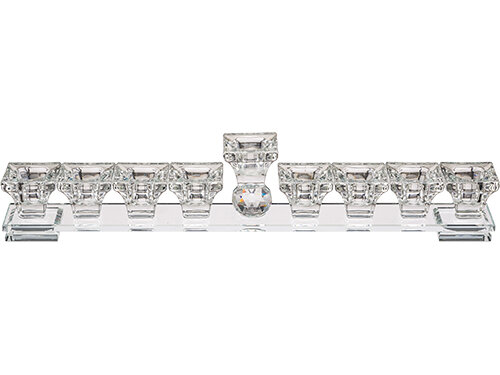 חנוכייה קריסטל מהודרת 37x6 ס"מ | Elegant Crystal Menorah 37*6 cm
