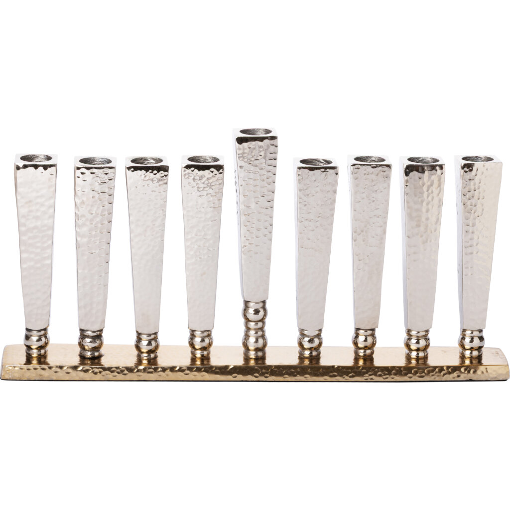חנוכייה אלומיניום מהודרת גוון זהב 14x30 ס"מ | Aluminum Menorah 30*14 cm, Gold Colors