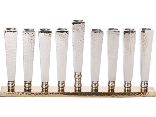 חנוכייה אלומיניום מהודרת גוון זהב 14x30 ס"מ | Aluminum Menorah 30*14 cm, Gold Colors