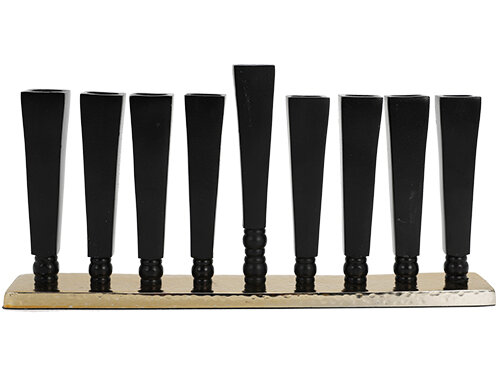 חנוכייה אלומיניום מהודרת גוון זהב 14x30 ס"מ | Aluminum Menorah 30*14 cm, Gold Colors