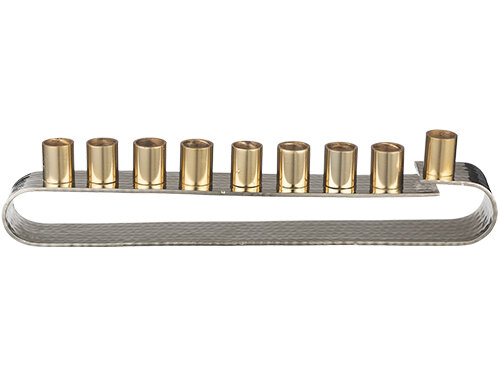 חנוכייה אלומיניום לשמן מהודרת 30x8 ס"מ | Aluminum Menorah 30*8 cm for Oil