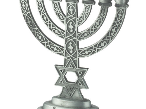 מנורה 7 קנים גימור פיוטר 10 ס"מ | Menorah Pewter Finish 10 cm