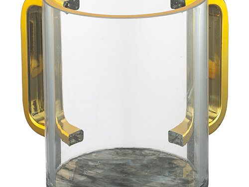 נטלה אקריליק מהודרת שקופה עם ידיות זהב 11 ס"מ | Lucite Clear Washing Cup 11 cm - Gold Handles