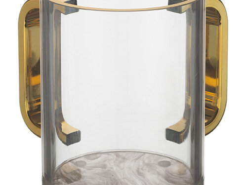 נטלה אקריליק מהודרת שקופה עם ידיות זהב 11 ס"מ | Lucite Clear Washing Cup 11 cm - Gold Handles