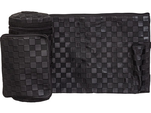 תיק תפ טרמי דמוי עור שחור קוביות 22 ס"מ | Leather- Like Thermal Tefillin & Tallit Protector Container "Tik-taf" 22 cm- Black