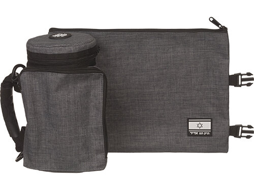 תיק תפ "אדיר" טרמי אפור פשתן לאחסון תפלין 23 ס" | Dark Gray Teffilin Case"tik-taf" 23 cm