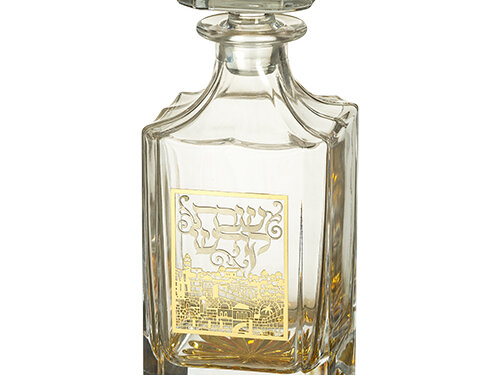 בקבוק יין פלקטה עיטורים ירושלים | Glass Wine Bottle