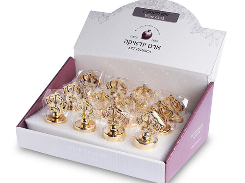 סטנד סטופר ליין לחיים זהב 12יח | Full Display: Wine Cork 12pc Gold Color