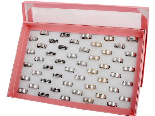 סט 50 טבעות נירוסטה מסתובבות, גדלים שונים | Set of 50 Stainless Steel Rings, Assorted Sizes
