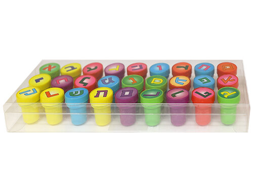 חותמות א.ב. 27 יח במארז SY-239 | Plastic 27 pcs. Aleph- Bet Stamps 3 cm