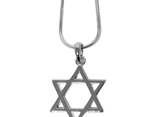 שרשרת רודיום 45 ס"מ מגן דוד כסוף גדול 2 ס"מ (5 באריזה) | Rhodium Pendant- Large Magen David 2 cm- Silver Color, 45 cm Necklace