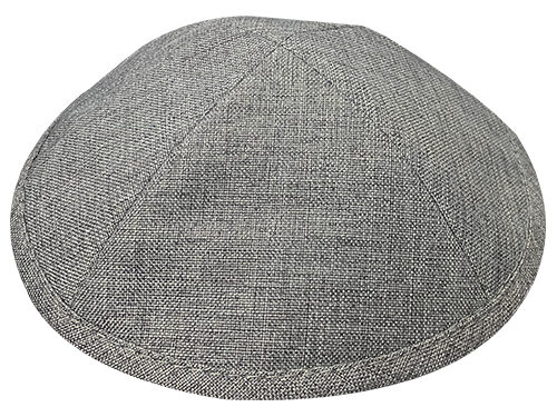 כיפה אפור כהה משי פשתן מהודרת מידה 2 גודל 17.5 ס" | Linen Elegant Kippah Dark Gray Size 2 17.5cm