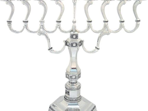 פריץ חנוכייה מהודרת "יהלום" צפוי כסף 36X35 ס"מ