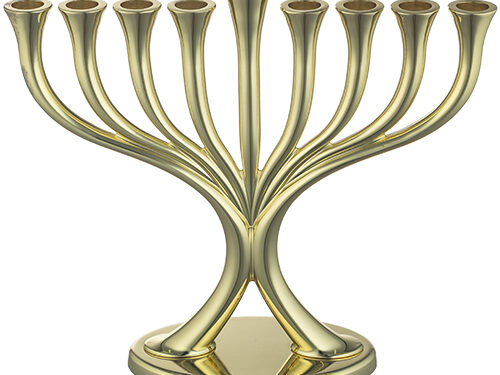 פריץ חנוכייה מתכת ציפוי זהב 19X23 ס"מ