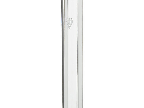 מזוזה פלסטיק שקופה 12 ס"מ "ש" כסף עם פקק | Clear Plastic Mezuzah with Rubber Cork 12 cm - Silver