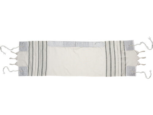 טלית קטן אקרילן 105x30 ס"מ פסים כסף | Fabric Scarf 30*105 cm - Silver Stripes