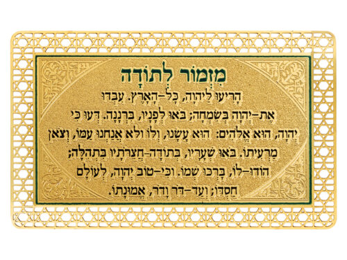 סגולה מוזהבת 8x5 ס"מ "מזמור לתודה" | Golden Amulet with "Shiviti" Inscription 8*5cm - Purple