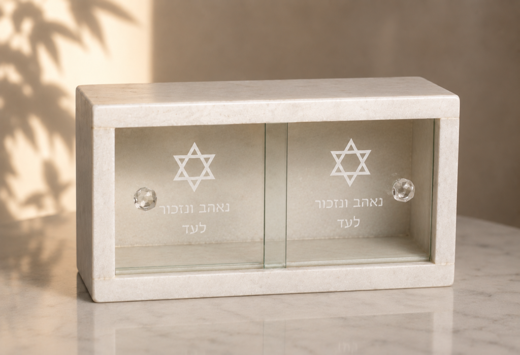 מתקן נר נשמה 4 נרות משיש