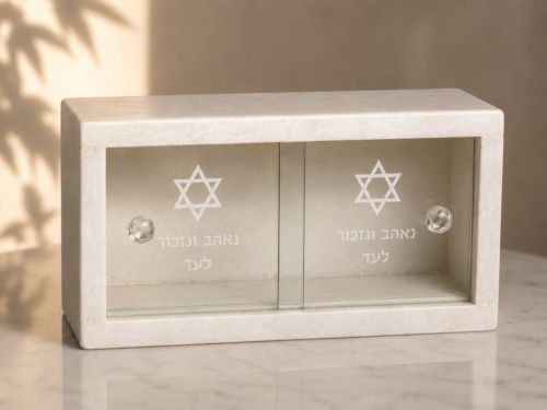 מתקן נר נשמה 4 נרות משיש