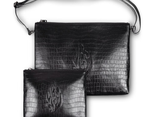 סט טלית תפילין עור מהודר "האש שלי" 29x38 ס"מ - שחור | Leather Tallit & Tefillin Set 29x38 cm - Black