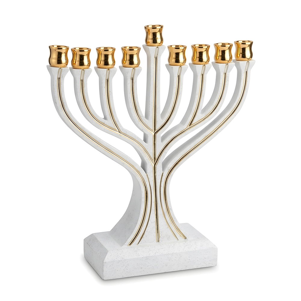 חנוכיה מהודרת מפולימר 28x31 ס"מ - בטון בהיר