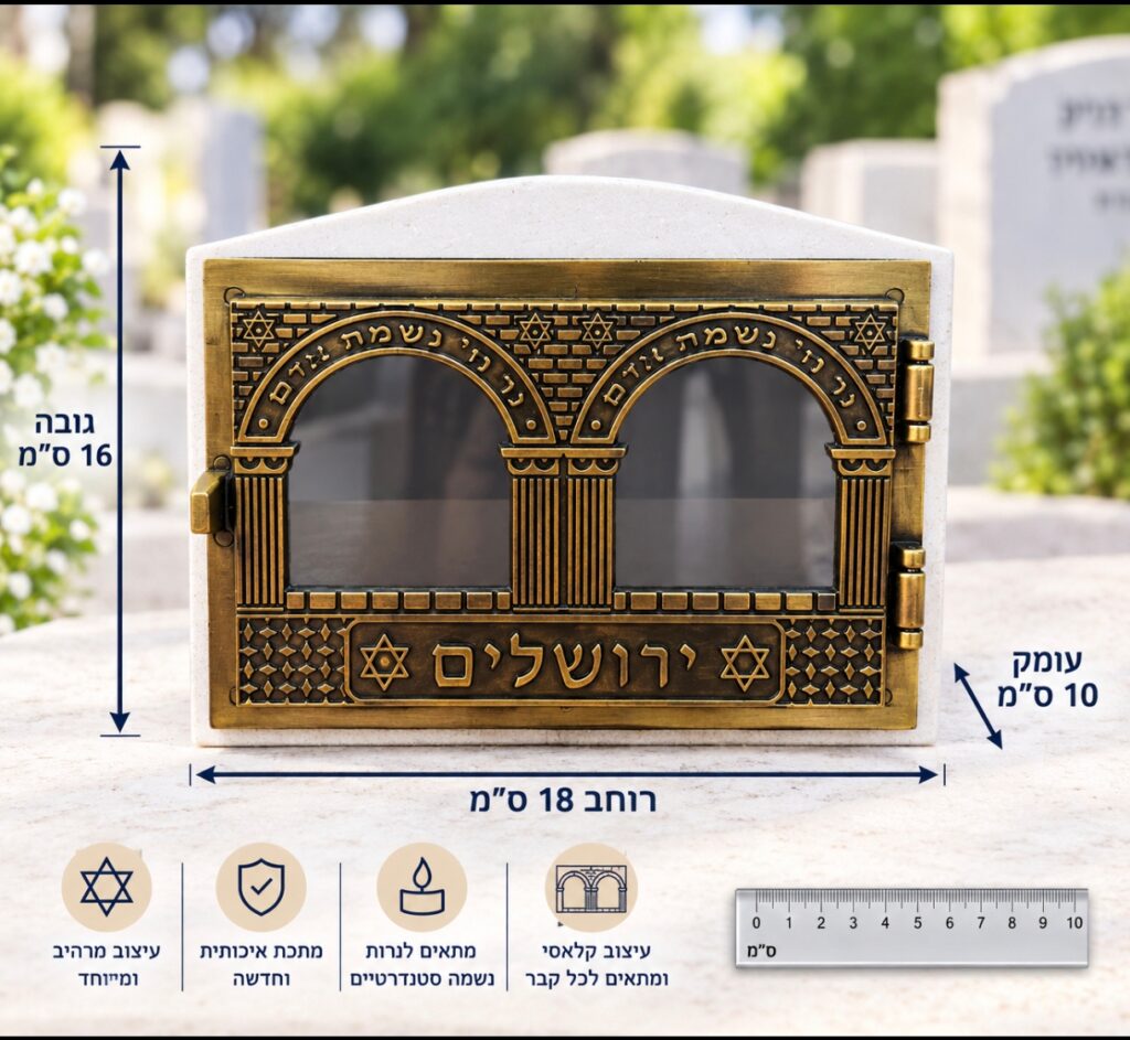 מתקן ל-2 נרות נשמה לקבר בצבע לבן